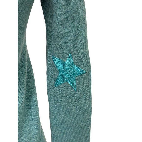 Zadig Voltaire Cici Star Patch Cashmere Sweater Green Blue Crewneck Soft Size XS - Picture 6 of 10